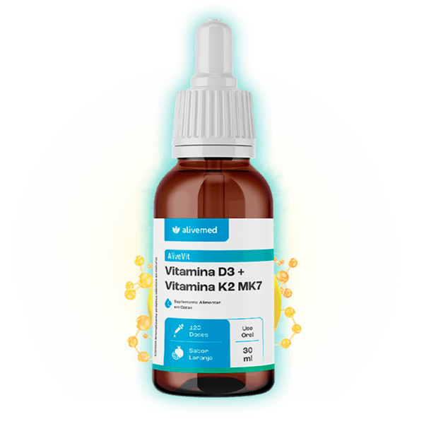 AliveVit® Vitaminas D3 + K2 - Absorção ultra rápida