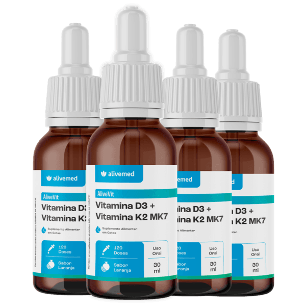 Kit com 4 Frascos Vitaminas D3+K2 (Pague 3 Leve 4)